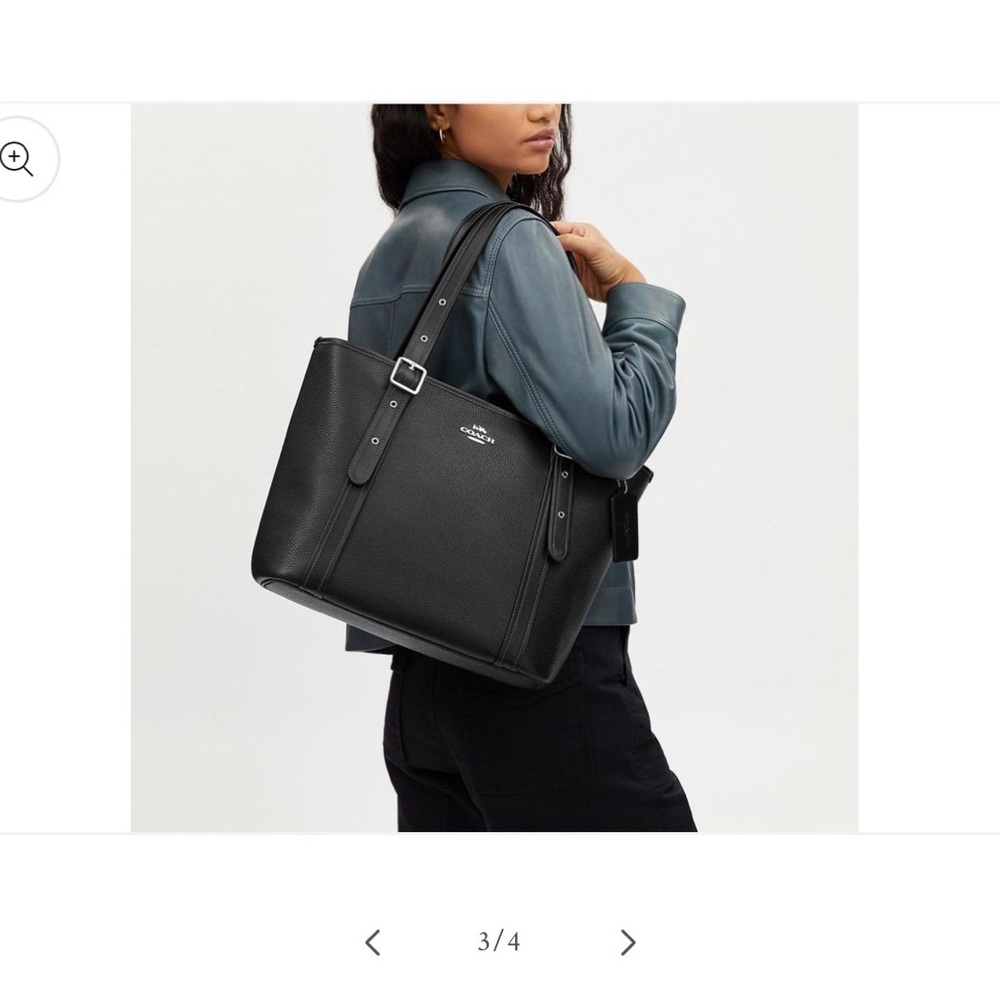 Coach Black Pebbled Leather Tote - Picture 2 of 10